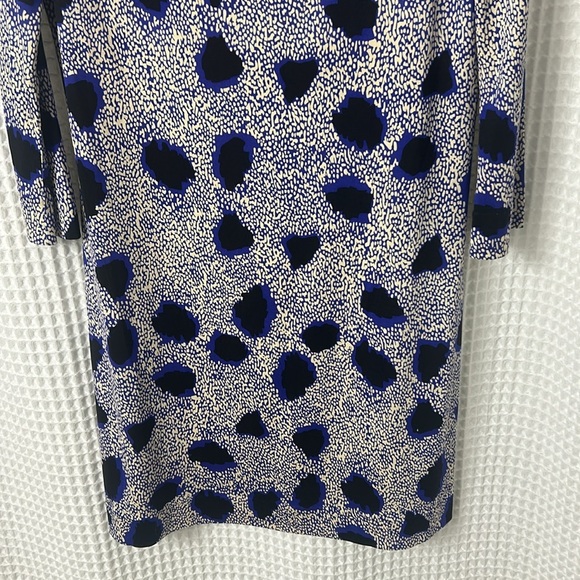 Diane Von Furstenberg Ruri Cheetah Black Blue 100% Silk Shift Dress Size 8 - Picture 5 of 11